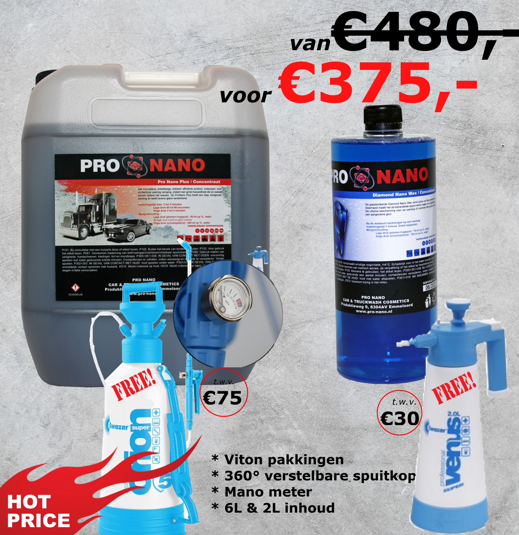  20L ProNano Plus & 1L Diamond Nano Wax + AJÁNDÉK Lage Druk Set